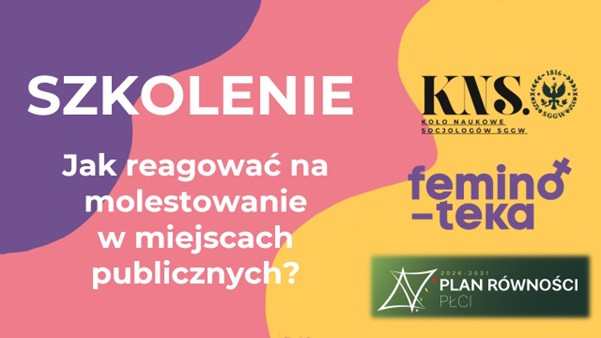 Plakat informujacy o szkoleniach dotyczących molestowania